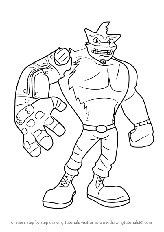 567x800 learn how to draw crunch from crash bandicoot - Crash Bandicoot Drawing