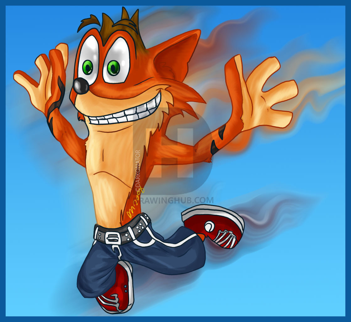 1119x1029 How To Draw Crash Bandicoot, Step - Crash Drawing