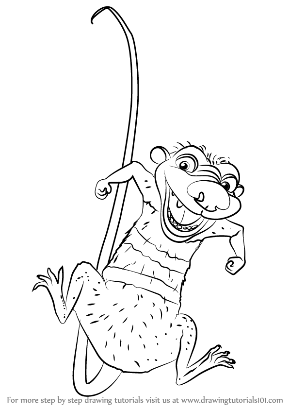 598x844 How To Draw Crash From Ice Age - Crash Drawing