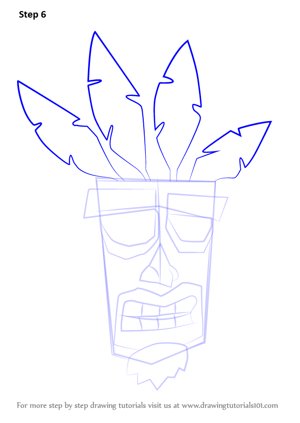 597x842 Learn How To Draw Aku Aku From Crash Bandicoot - Crash Drawing