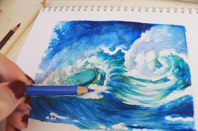 650x432 How To Paint Waves A Step - Crashing Waves Drawing