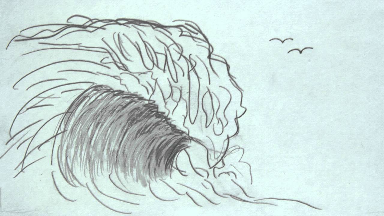 1280x720 Wave Crashing - Crashing Waves Drawing