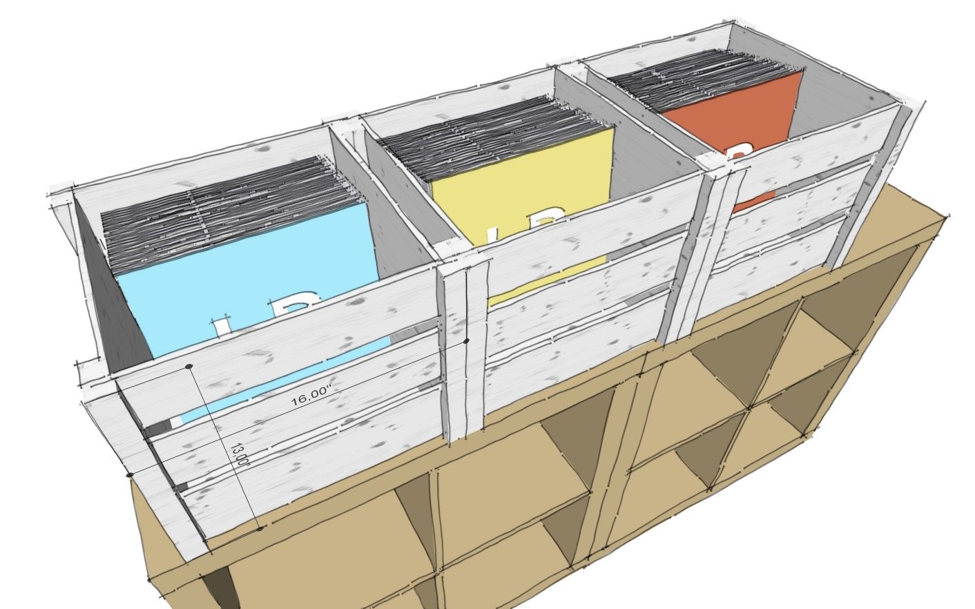 1412x882 Lp Record Storage Crate - Crate Drawing