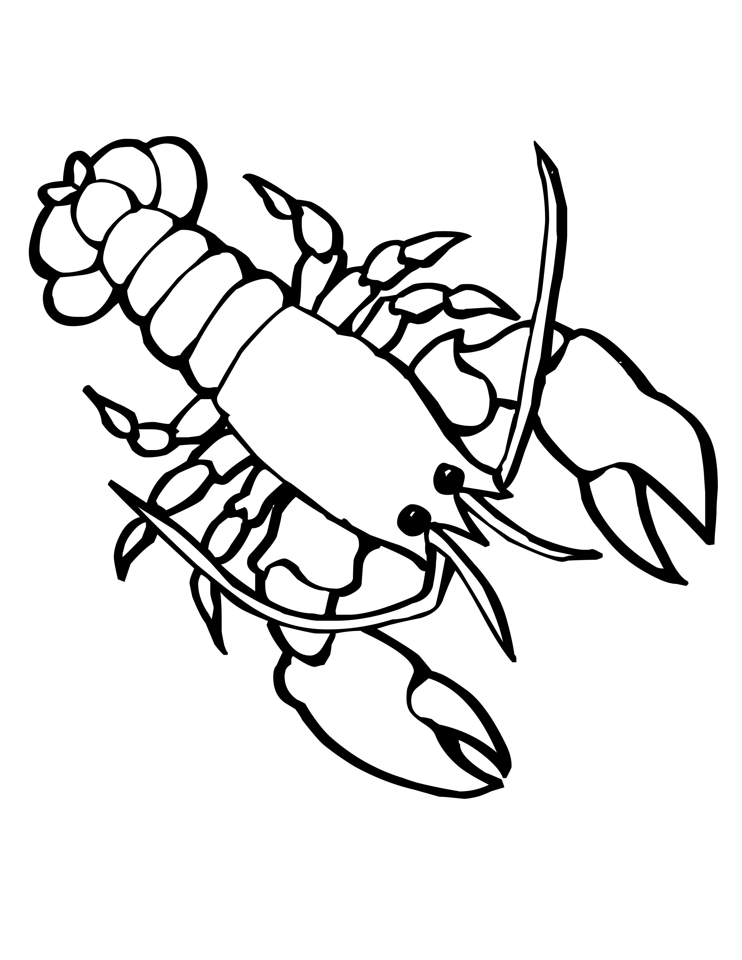 2550x3300 crawfish coloring - Crawdad Drawing