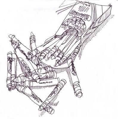 396x400 Contour Drawing Of Crayon Box Contour Drawing Drawings - Crayon Box Drawing