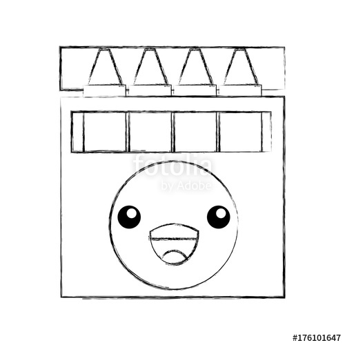500x500 Kawaii Crayon Box Graphic Design Creative Cartoon Stock Image - Crayon Box Drawing