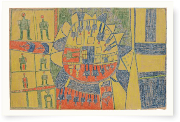 617x418 Ronald M Berndt Collection Of Crayon Drawings On Brown Paper - Crayon Drawings Artwork