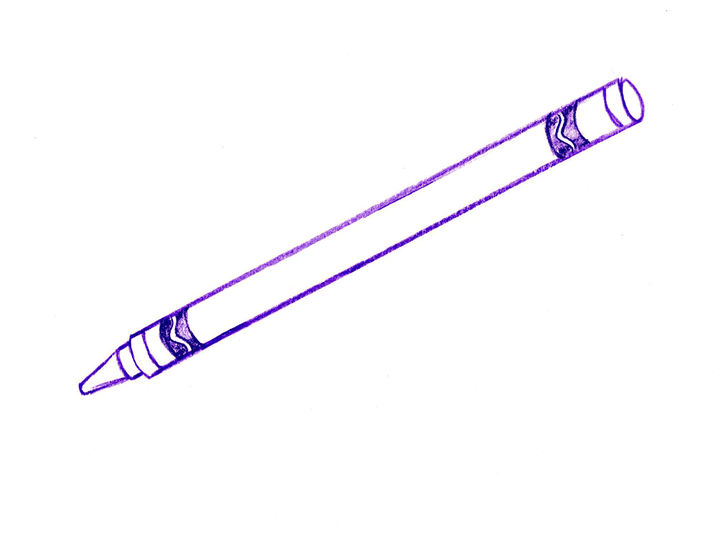 728x534 How To Draw A Purple Crayon Steps - Crayons Drawing Images