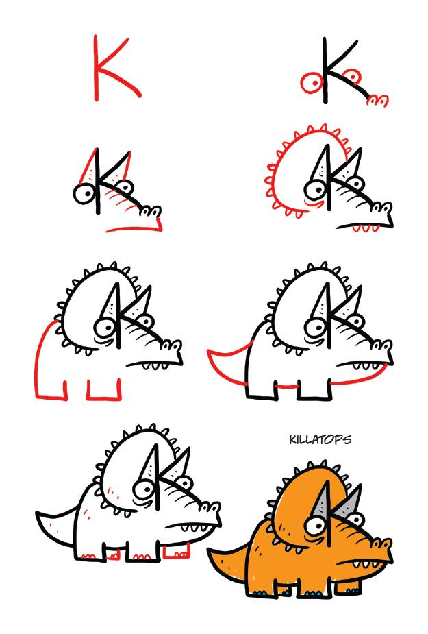 625x925 draw crazy dinosaurs using letters and numbers shop harptoons - Crazy Animal Drawings