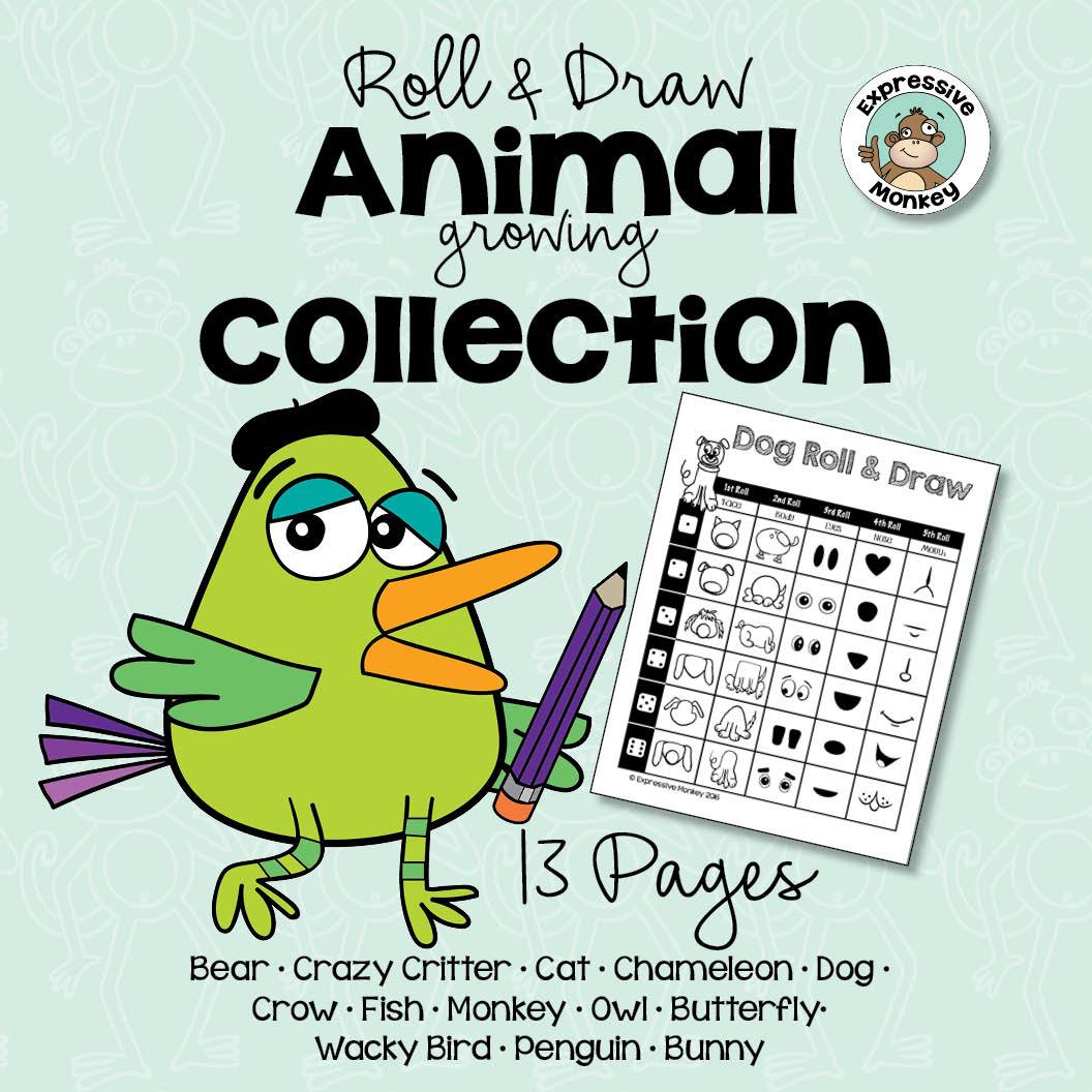 1056x1056 roll draw animal collection expressive monkey - Crazy Animal Drawings