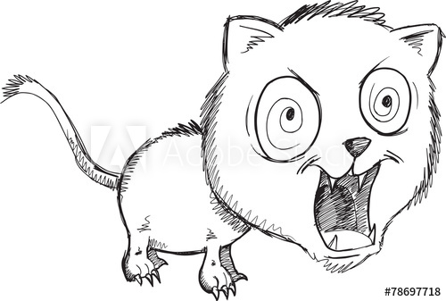 500x337 doodle wild crazy cat vector illustration art - Crazy Cat Drawing