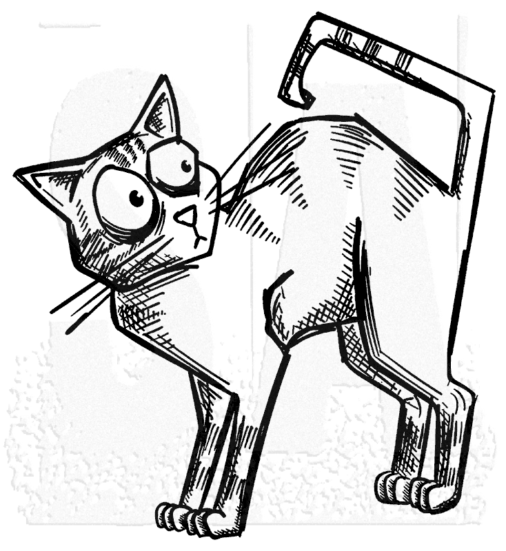 734x800 tim holtz wood mounted stamp - Crazy Cat Drawing