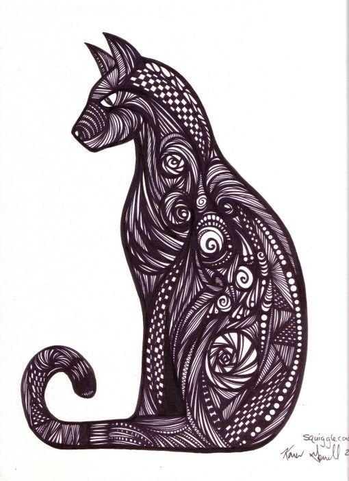 510x702 squiggle cat oodles of doodles and more art drawings - Crazy Cat Drawing