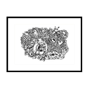 300x300 crazy doodle city,doodle drawing style framed print - Crazy Drawing Designs