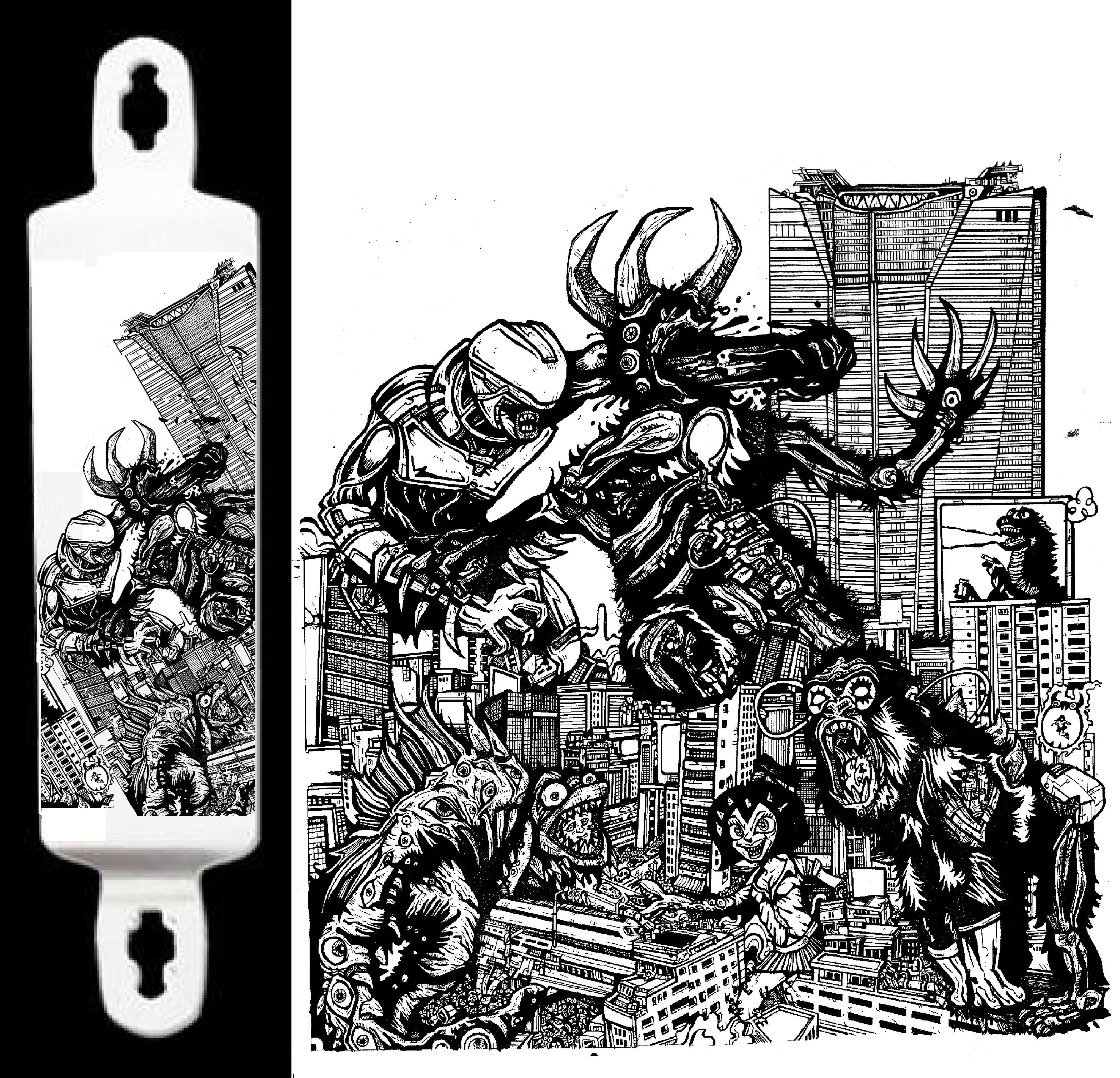 3136x3017 longboard skateboard designs crazy manga comic book drawings - Crazy Drawing Designs