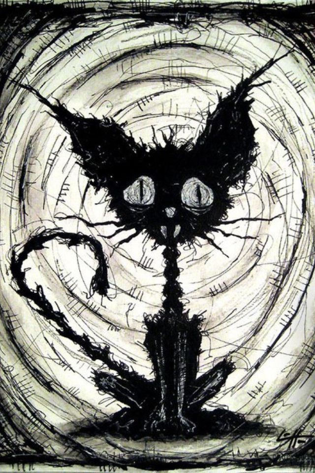 640x960 crazy drawing art cats, halloween cat, cat drawing - Crazy Drawings