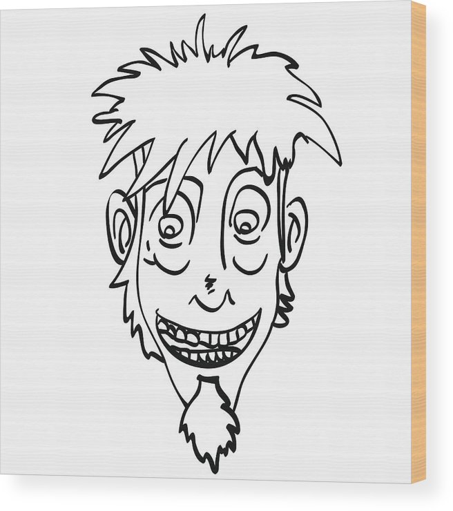 656x740 Black And White Crazy Face Wood Print - Crazy Face Drawing