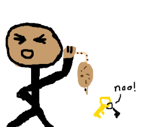 300x250 Crazy Guy Hits Keys With A Potato Rat Drawing - Crazy Guy Drawing