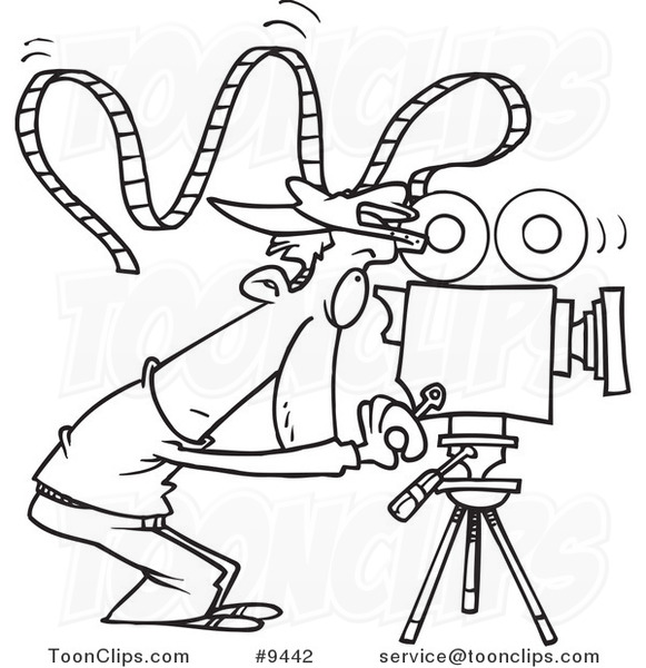 581x600 Cartoon Black And White Line Drawing Of A Camera Guy With Crazy - Crazy Guy Drawing