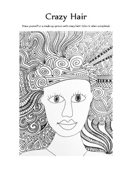 270x350 Crazy Hair Printable Drawing Project - Crazy Hair Drawing