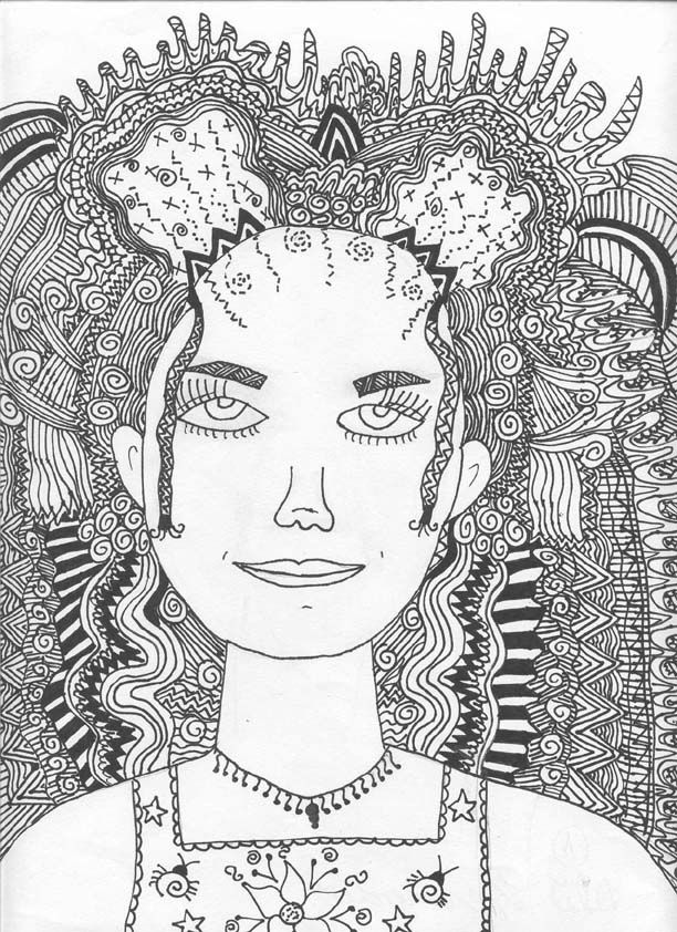 612x842 idea for a crazy hair day drawing emphasizing the element of line - Crazy Hair Drawing