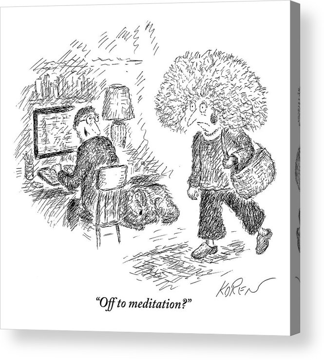 665x738 A Frazzled Looking Woman With Crazy Hair Prepares Acrylic Print - Crazy Hair Drawing