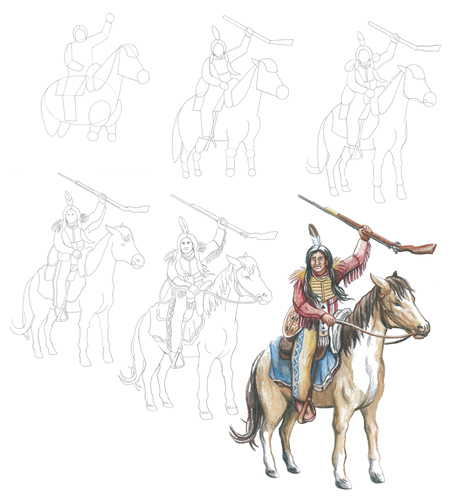 461x500 Maury Illustrates - Crazy Horse Drawing