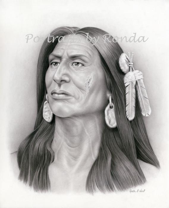 569x700 Portrait Of Crazy Horse - Crazy Horse Drawing