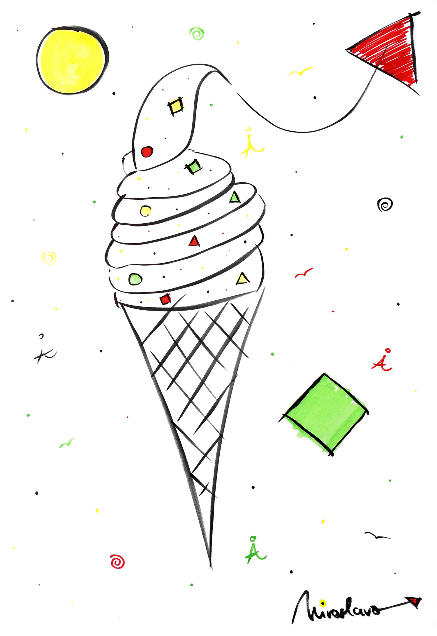 1500x2179 Ice Cream - Cream Drawings
