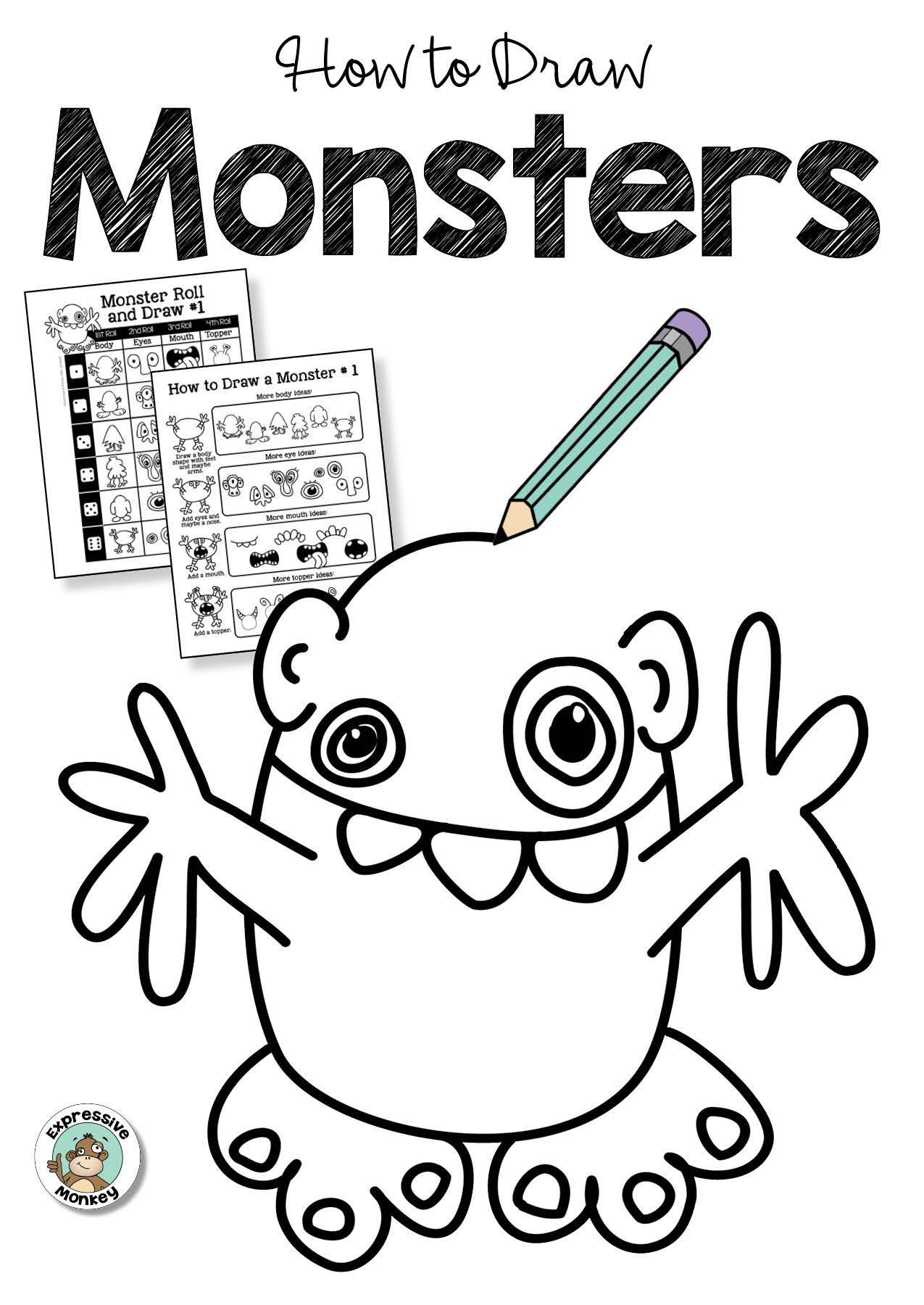1275x1800 How To Draw Monsters Monster Art Activities Monster Drawing - Create Your Own Drawing