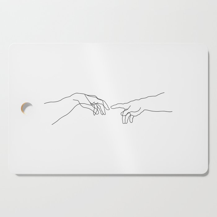 700x700 Creation Of Adam Minimal Drawing Cutting Board - Creation Of Adam Drawing