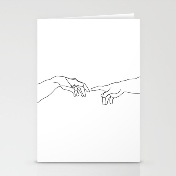 700x700 Creation Of Adam Minimal Drawing Stationery Cards - Creation Of Adam Drawing