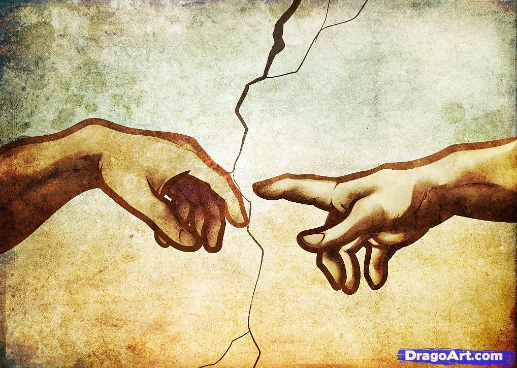 1018x724 How To Draw The Creation, Creation Of Adam, Step - Creation Of Adam Drawing