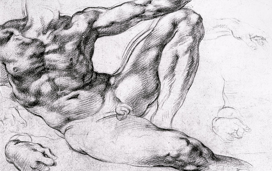 900x568 Study For The Creation Of Adam Drawing - Creation Of Adam Drawing
