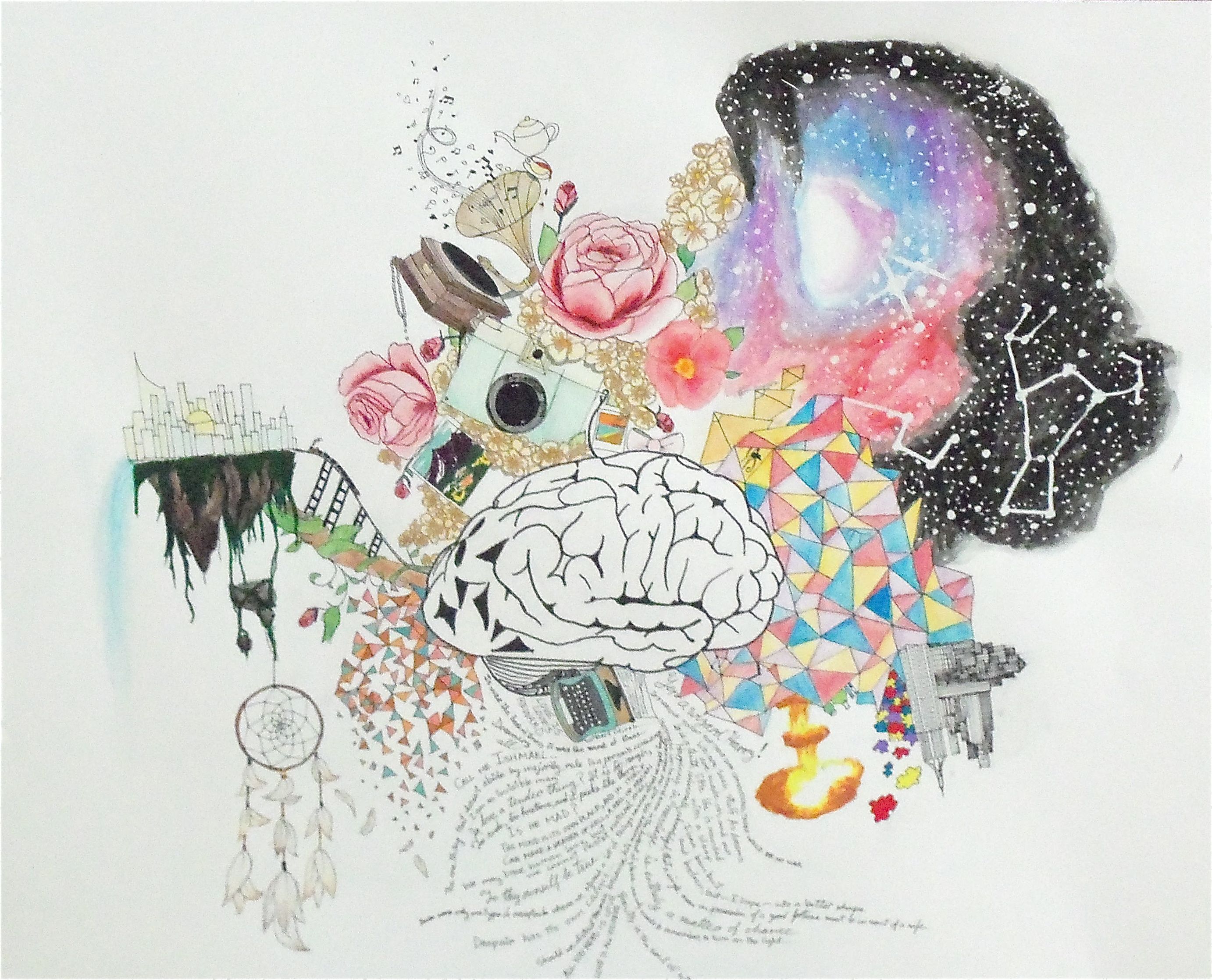 2764x2236 sgartistry creative brain mixed media print - Creative Brain Drawing