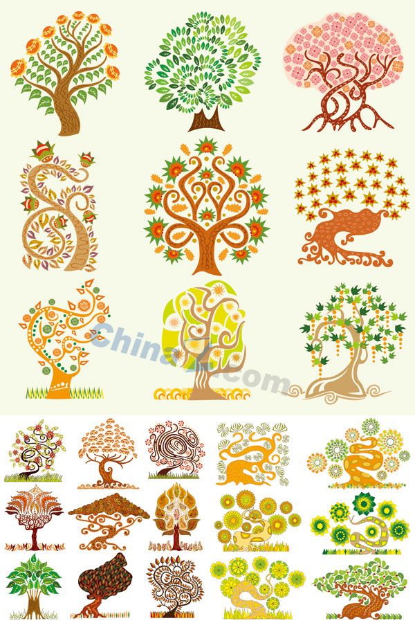 600x900 Creative Cartoon Tree Collection Vector Material Little - Creative Tree Drawing