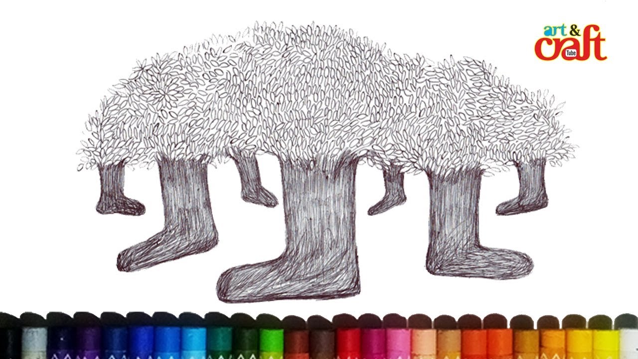 1280x720 How To Draw Creative Tree Art Step - Creative Tree Drawing