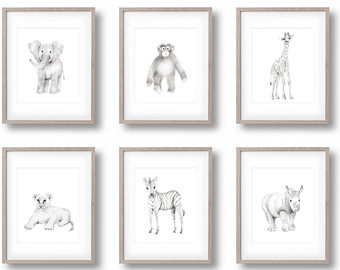 340x270 Nursery Animal Art Etsy - Creche Drawings