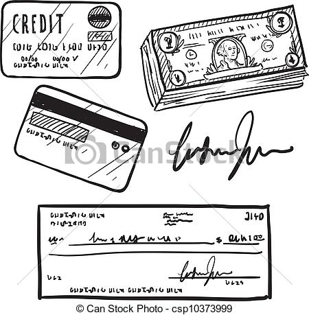 450x459 Credit And Finance Items Sketch Doodle Style Personal Finances - Credit Card Drawing