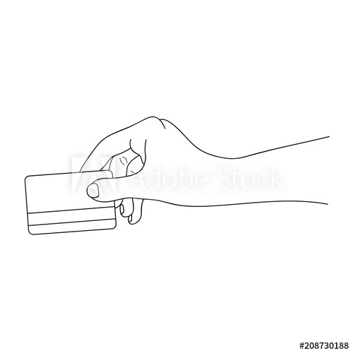 500x500 Hand Holding A Credit Card Line Drawing Vector Illustration - Credit Card Drawing