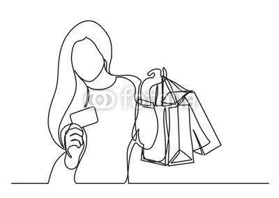 400x283 Shopping Woman With Bags And Credit Card - Credit Card Drawing