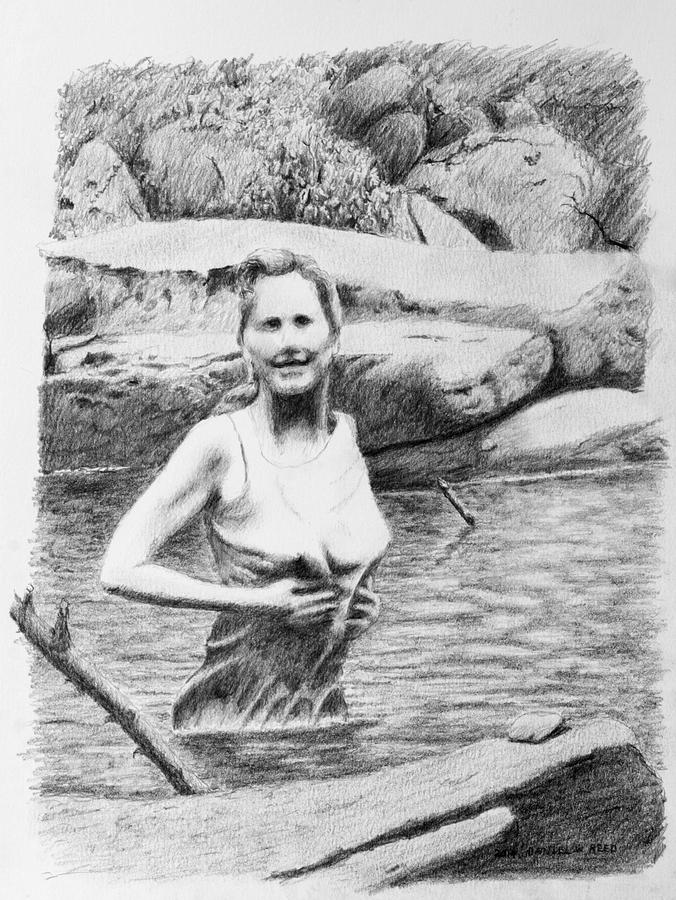 676x900 girl in savage creek drawing - Creek Drawing