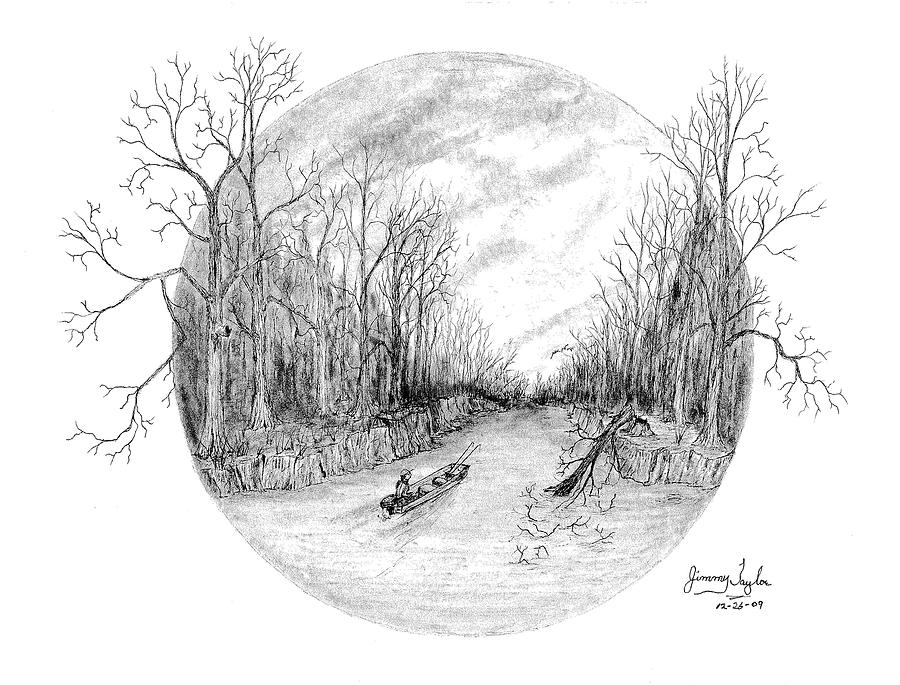 900x685 heading down the creek drawing - Creek Drawing