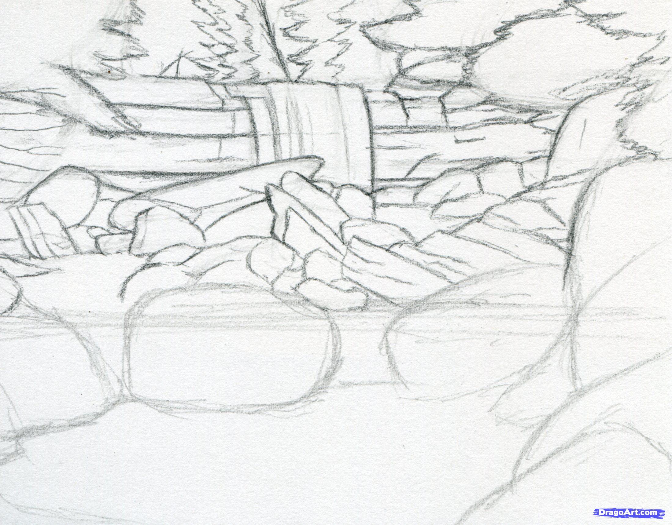 2198x1719 how to draw a creek, step - Creek Drawing