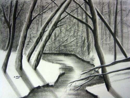 500x376 winter creek - Creek Drawing