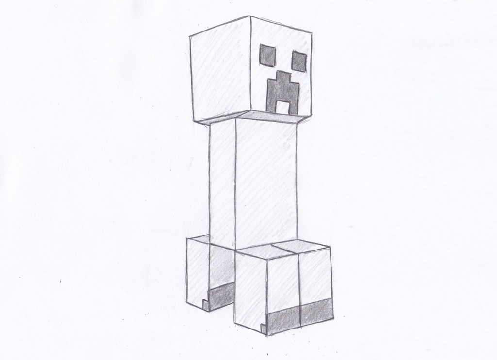 1024x743 how to draw easy creeper in minecraft archives rock draw - Creeper Drawing