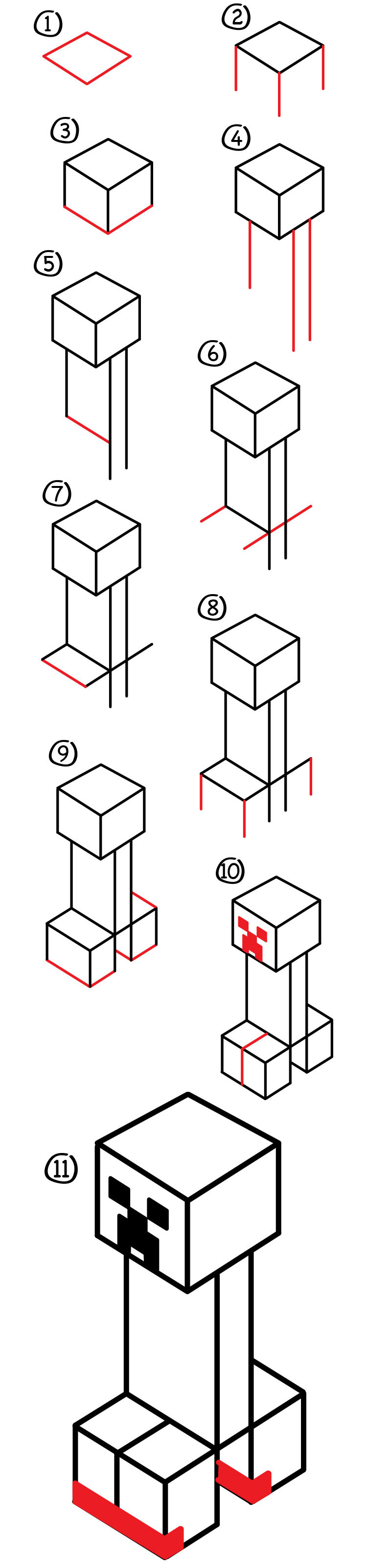 750x3204 how to draw a creeper from minecraft - Creeper Drawing