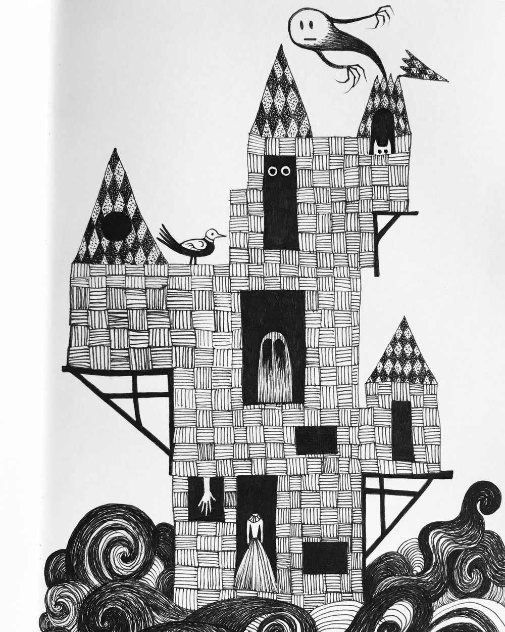 1000x1250 creepy castle anna cliff - Creepy Castle Drawing