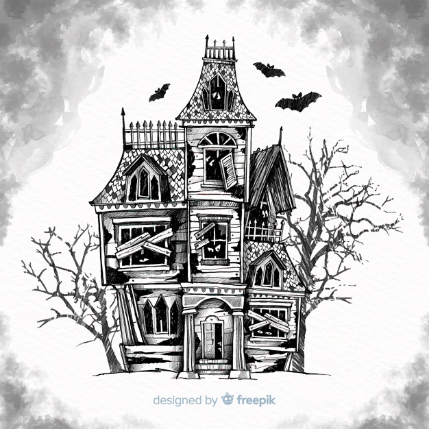 creepy house sketch