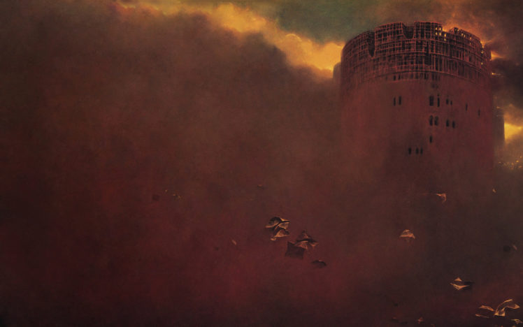 748x468 creepy, castle, drawing, dark, ruins, buildings, fantasy, sky - Creepy Castle Drawing